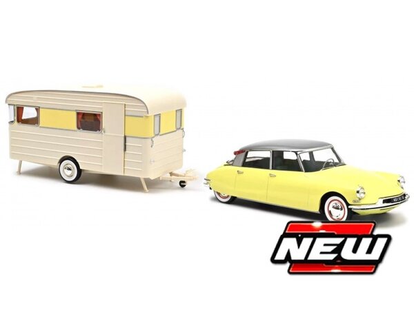 Citroen Citroën DS 19 + Caravane Digue Panoramic 1960 - 1:18 - Norev