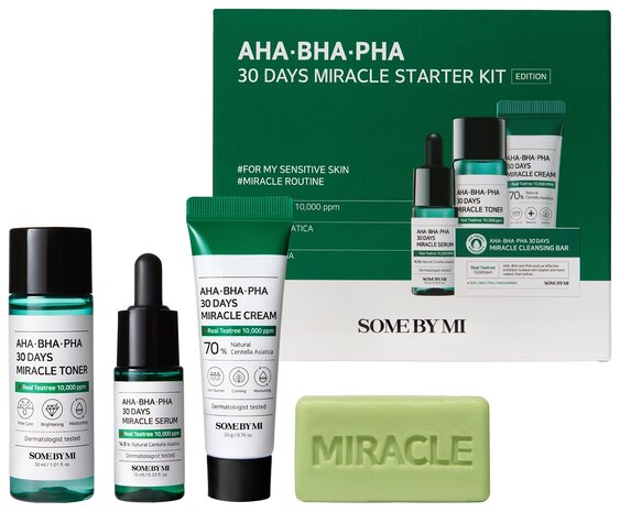 Some by Mi Some By Mi - AHA BHA PHA 30 Days Miracle Starter Kit (Cleansing Bar, Toner, Serum, Cream) Some by Mi Some By Mi - AHA BHA PHA 30 Days Miracle Starter Kit (Cleansing Bar, Toner, Serum, Cream)