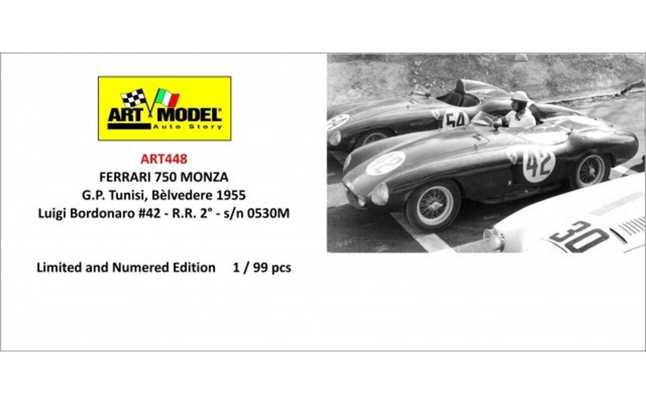 Ferrari Ferrari 750 Monza Spider #42 2nd GP Belvédère Tunis 1955 - 1:43 - Art Model Ferrari Ferrari 750 Monza Spider #42 2nd GP Belvédère Tunis 1955 - 1:43 - Art Model