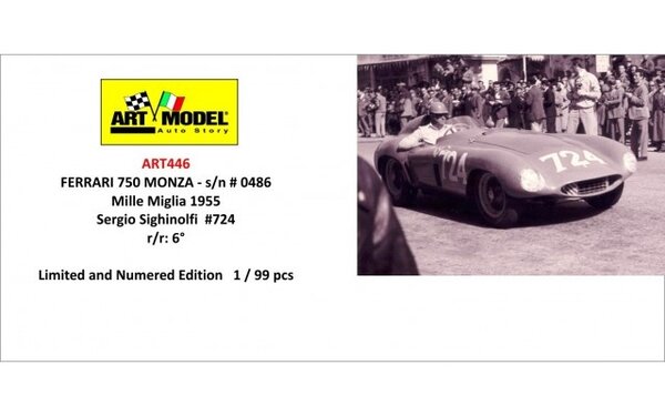 Ferrari Ferrari 750 Monza Spider #724 Mille Miglia (Italy) 1955 - 1:43 - Art Model Ferrari Ferrari 750 Monza Spider #724 Mille Miglia (Italy) 1955 - 1:43 - Art Model