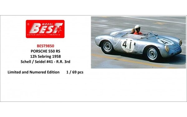 Porsche Porsche 550 RS Spider #41 Team Porsche K.G. 12H Sebring 1958 - 1:43 - Best Model Porsche Porsche 550 RS Spider #41 Team Porsche K.G. 12H Sebring 1958 - 1:43 - Best Model