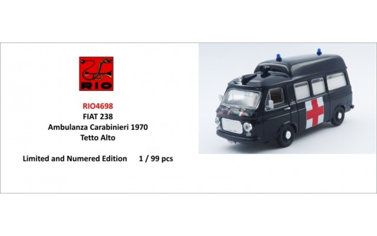 Fiat Fiat 238 High Roof Ambulance Carabinieri 1970 - 1:43 - Rio Fiat Fiat 238 High Roof Ambulance Carabinieri 1970 - 1:43 - Rio