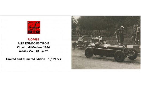Alfa Romeo Alfa Romeo P3 Tipo B #4 2nd Modena Circuit (Italy) 1934 - 1:43 - Rio Alfa Romeo Alfa Romeo P3 Tipo B #4 2nd Modena Circuit (Italy) 1934 - 1:43 - Rio