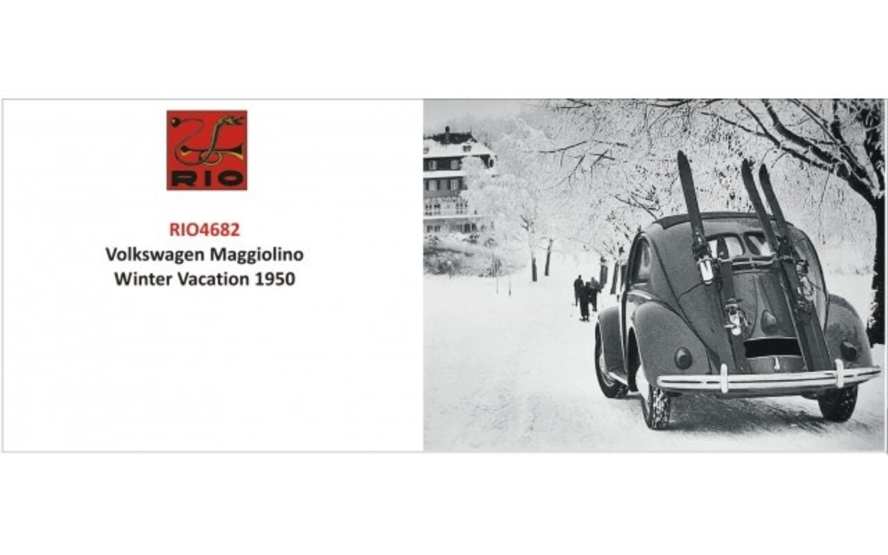 Volkswagen Volkswagen Beetle Maggiolino 1950 Winter Vacation + Skis - 1:43 - Rio