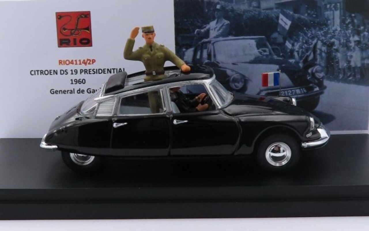Citroen Citroen DS 19 Cabriolet + Figures General de Gaulle + Driver 1960 - 1:43 - Rio Citroen Citroen DS 19 Cabriolet + Figures General de Gaulle + Driver 1960 - 1:43 - Rio