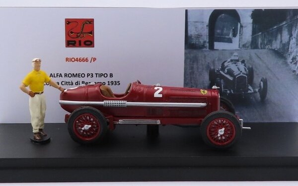 Alfa Romeo Alfa Romeo P3 Tipo B #2 Winner Cup City Bergamo (Italy) 1935 + Figure - 1:43 - Rio