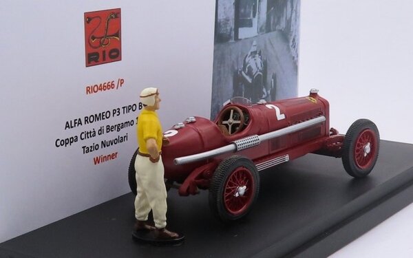 Alfa Romeo Alfa Romeo P3 Tipo B #2 Winner Cup City Bergamo (Italy) 1935 + Figure - 1:43 - Rio