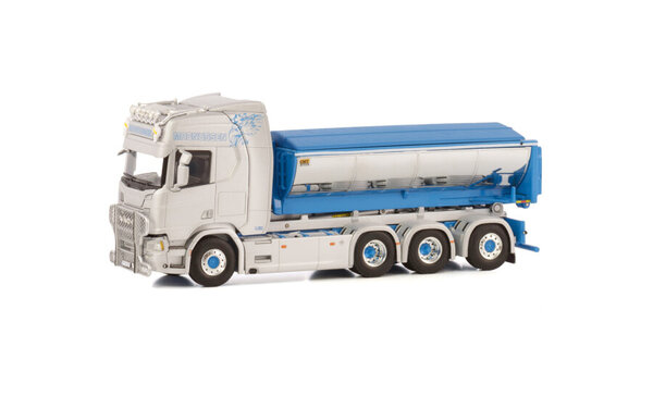Scania Scania R Highline CR20H Rigid Truck 8x4 Hooklift System + Hooklift Container Asphalt 'Thore Magnussen' - 1:50 - WSI Models