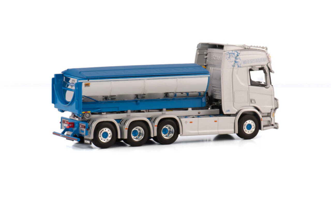 Scania Scania R Highline CR20H Rigid Truck 8x4 Hooklift System + Hooklift Container Asphalt 'Thore Magnussen' - 1:50 - WSI Models