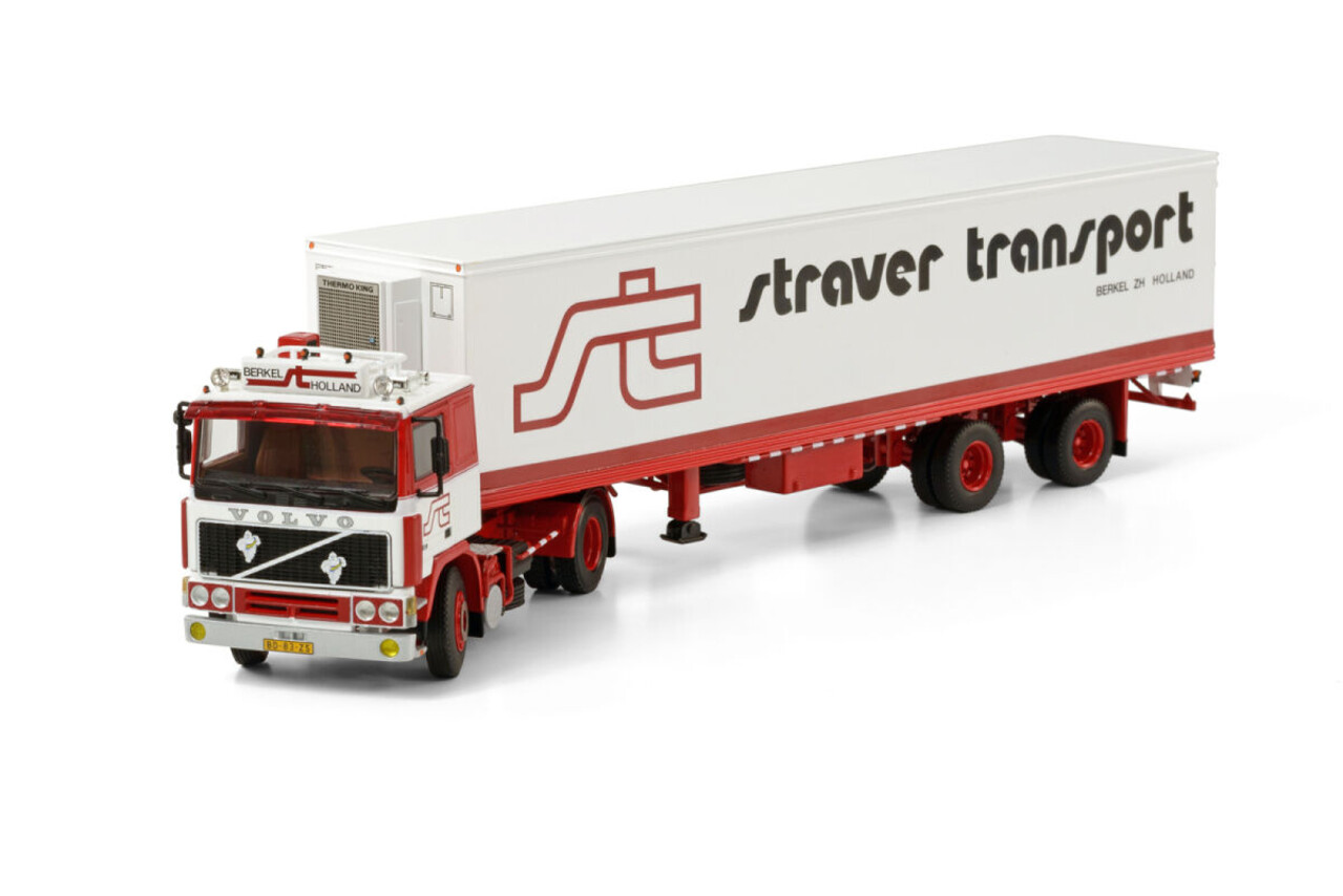 Volvo Volvo F12 4x2 + Classic Reefer Semitrailer 2 Axle 'Straver Transport' - 1:50 - WSI Models