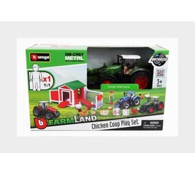 Fendt Fendt Vario 1050 Tractor 2016 + Farm Chicken Coop Play Set - 1:50 - Bburago Fendt Fendt Vario 1050 Tractor 2016 + Farm Chicken Coop Play Set - 1:50 - Bburago