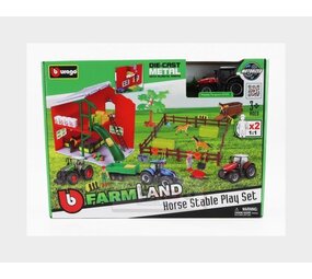Massey Ferguson Massey Ferguson 8740S Tractor 2016 + Farm Horse Stable Play Set - 1:50 - Bburago Massey Ferguson Massey Ferguson 8740S Tractor 2016 + Farm Horse Stable Play Set - 1:50 - Bburago