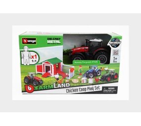 Massey Ferguson Massey Ferguson 8740S Tractor 2016 + Farm Chicken Coop Play Set - 1:50 - Bburago Massey Ferguson Massey Ferguson 8740S Tractor 2016 + Farm Chicken Coop Play Set - 1:50 - Bburago
