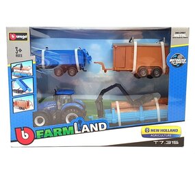 New Holland New Holland T7.315 Tractor + 3x Trailer 2018 - 1:50 - Bburago New Holland New Holland T7.315 Tractor + 3x Trailer 2018 - 1:50 - Bburago