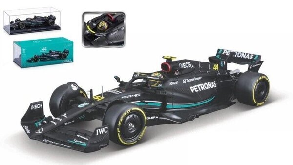 Formule 1 Mercedes-Benz AMG  Petronas #44 Season 2023 (L.Hamilton) + Pilot + Showcase  - 1:24 - Bburago Formule 1 Mercedes-Benz AMG  Petronas #44 Season 2023 (L.Hamilton) + Pilot + Showcase  - 1:24 - Bburago