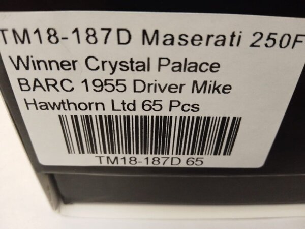 Formule 1 Maserati 250 F #7 Winner Chrystal Palace Circuit (UK) 1955 - 1:18 - Tecnomodel Mythos