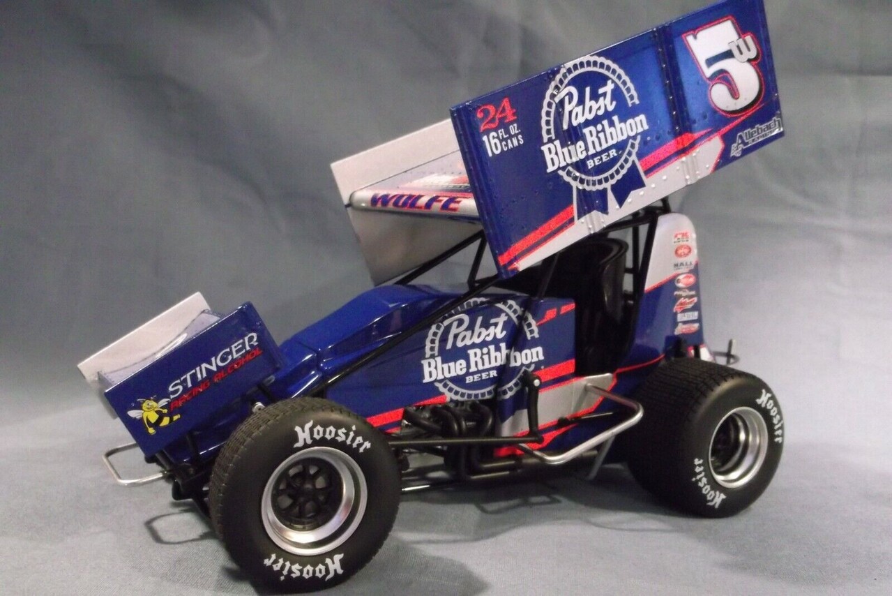 Sprint Car Sprint Car #5w Pabst Blue Ribbon Beer Lucas Wolfe 2021 - 1:18 - ACME Sprint Car Sprint Car #5w Pabst Blue Ribbon Beer Lucas Wolfe 2021 - 1:18 - ACME