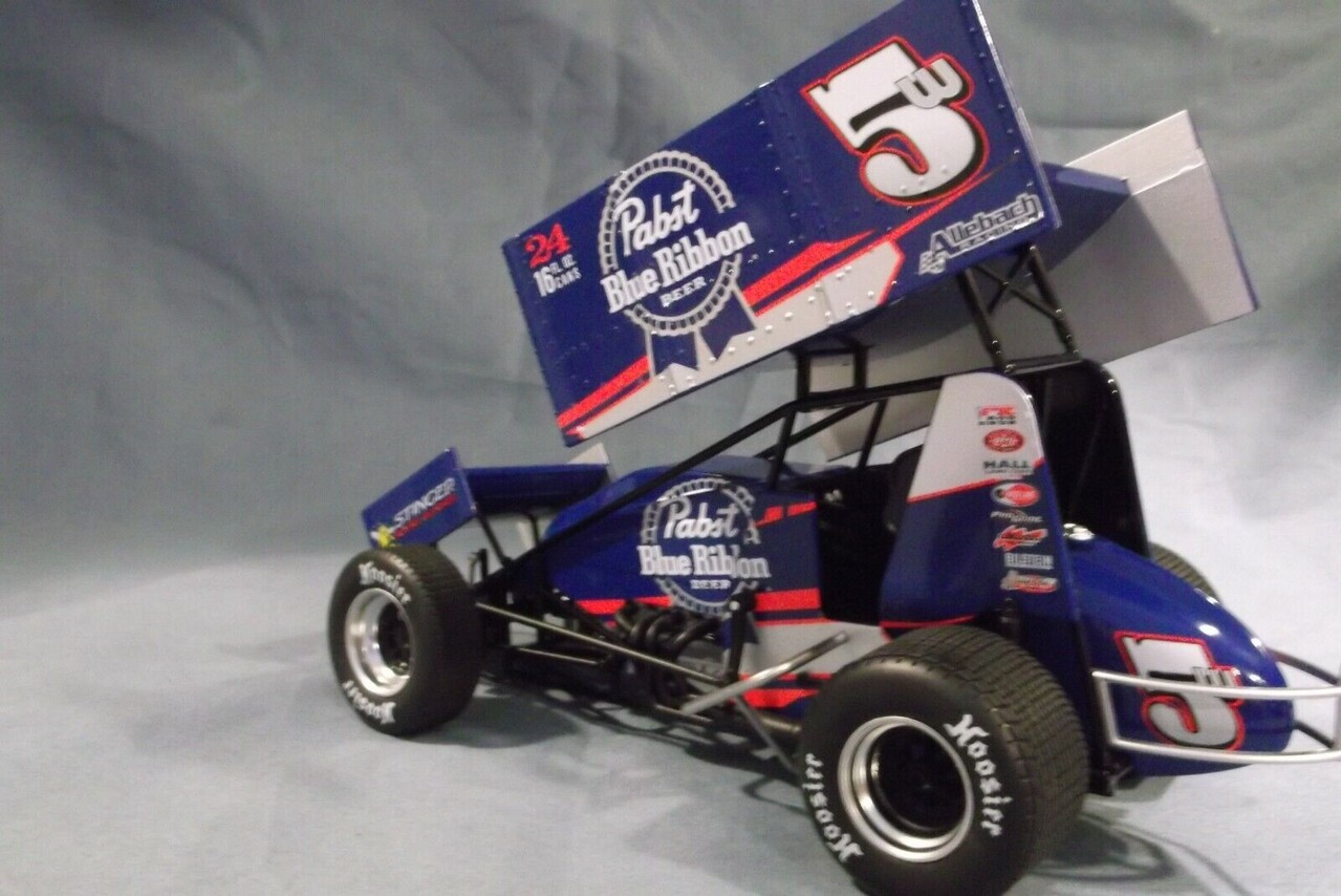 Sprint Car Sprint Car #5w Pabst Blue Ribbon Beer Lucas Wolfe 2021 - 1:18 - ACME Sprint Car Sprint Car #5w Pabst Blue Ribbon Beer Lucas Wolfe 2021 - 1:18 - ACME