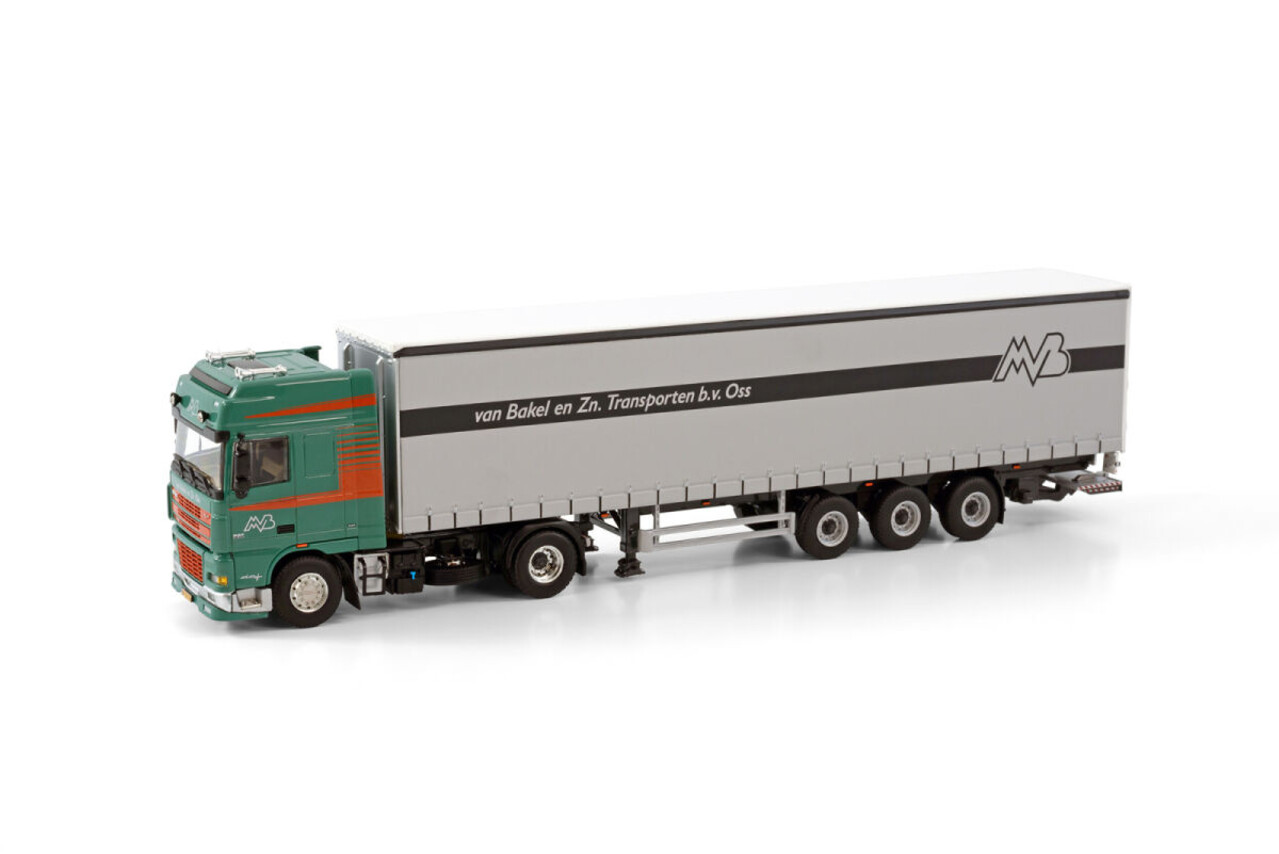 Daf DAF XF 95 Super Space Cab 4x2 + Curtainside Semirailer 3 Axle 'van Bakel en Zn.' - 1:50 - WSI Models