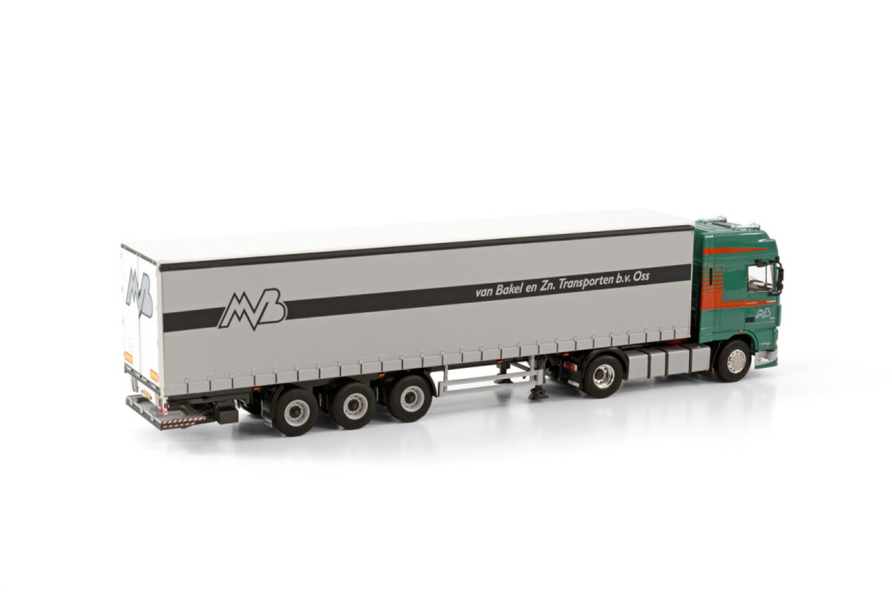 Daf DAF XF 95 Super Space Cab 4x2 + Curtainside Semirailer 3 Axle 'van Bakel en Zn.' - 1:50 - WSI Models