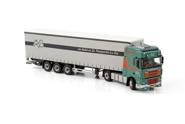 Daf DAF XF 95 Super Space Cab 4x2 + Curtainside Semirailer 3 Axle 'van Bakel en Zn.' - 1:50 - WSI Models