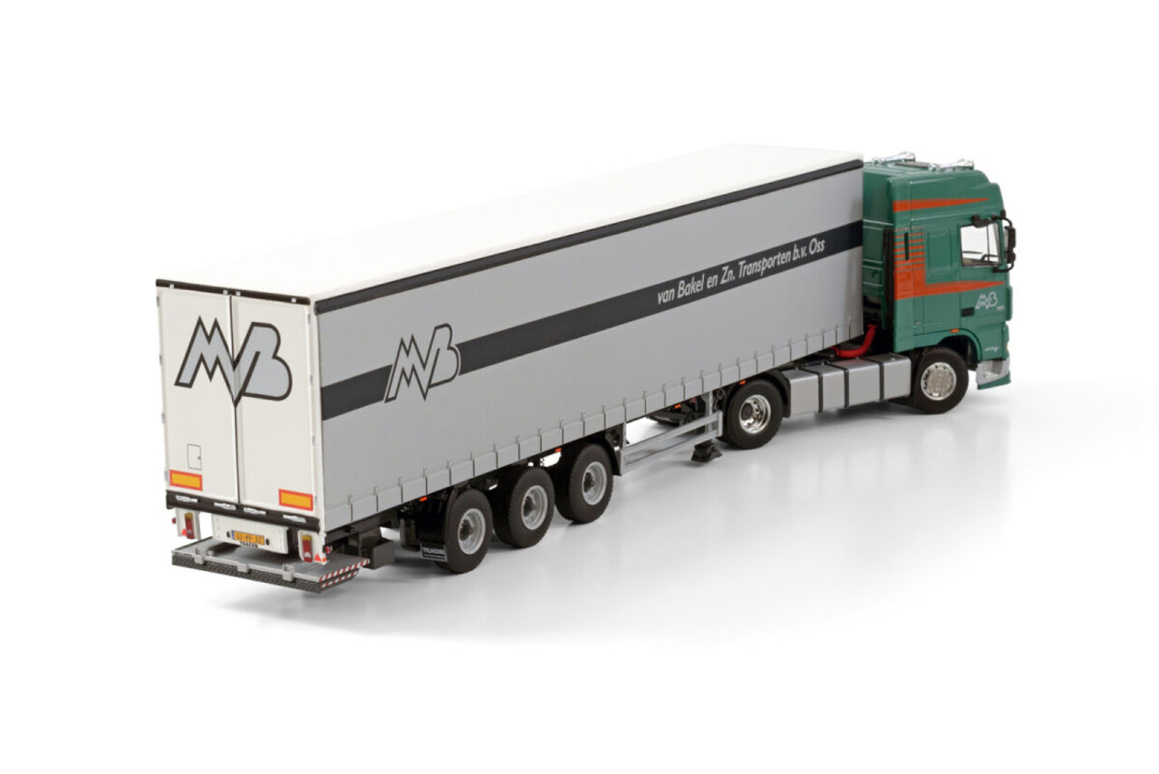 Daf DAF XF 95 Super Space Cab 4x2 + Curtainside Semirailer 3 Axle 'van Bakel en Zn.' - 1:50 - WSI Models