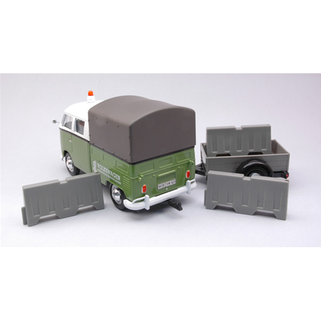Volkswagen Volkswagen T1 (Type 2) Double Cab Pick-Up + Trailer 1962 'Road Maintenance' - 1:24 - Motor Max Volkswagen Volkswagen T1 (Type 2) Double Cab Pick-Up + Trailer 1962 'Road Maintenance' - 1:24 - Motor Max