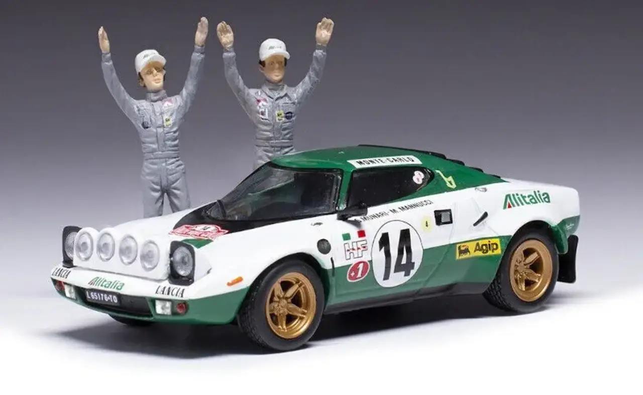 Lancia Lancia Stratos HF Alitalia #14 Rally WM Rally Monte Carlo 1975 + 2x Figure - IXO Models Lancia Lancia Stratos HF Alitalia #14 Rally WM Rally Monte Carlo 1975 + 2x Figure - IXO Models