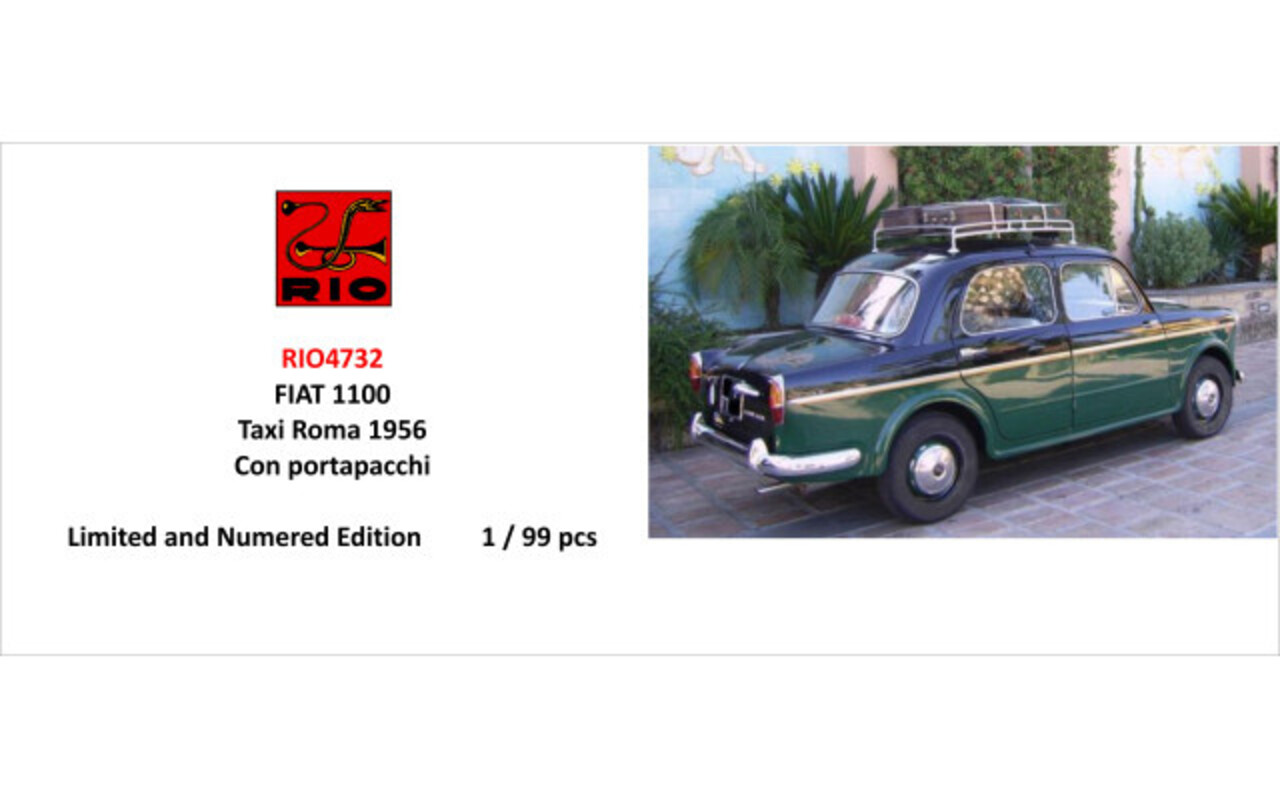 Fiat Fiat 1100 Taxi Rome 1956 + Roof Rack + Luggage - 1:43 - Rio