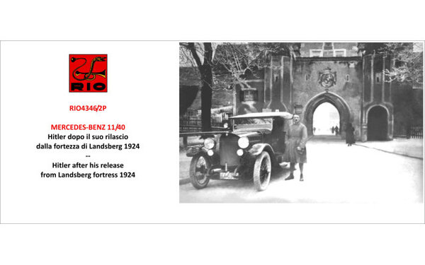 Mercedes-Benz Mercedes-Benz 11/40 Cabriolet Closed 1924 + Figure Hitler - 1:43 - Rio Mercedes-Benz Mercedes-Benz 11/40 Cabriolet Closed 1924 + Figure Hitler - 1:43 - Rio