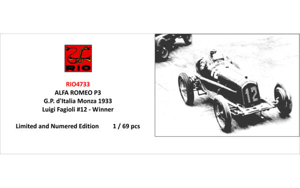 Alfa Romeo Alfa Romeo F1 P3 #12 Winner GP Monza 1933 - 1:43 - Rio Alfa Romeo Alfa Romeo F1 P3 #12 Winner GP Monza 1933 - 1:43 - Rio