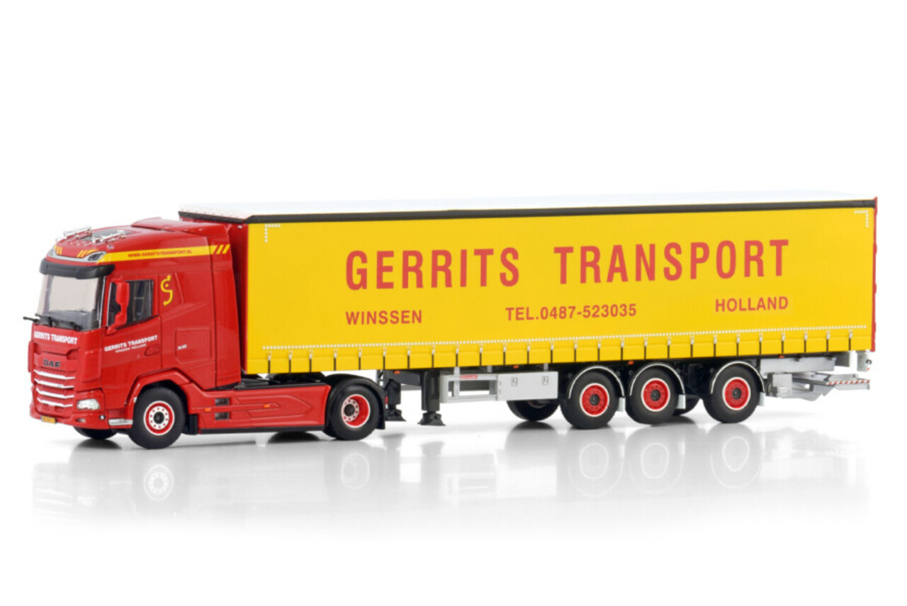 Daf DAF XG 4x2 + Tridec Curtainside Trailer 3 Axle 'Gerrits Transport' -1:50 - WSI Models