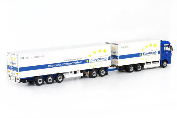 MAN MAN TGX XXL 6x2 Rigid Truck + Dolly 2 Axle + Semi Box Trailer 3 Axle 'EuroCombi' (LZV) - 1:50 - WSI Models MAN MAN TGX XXL 6x2 Rigid Truck + Dolly 2 Axle + Semi Box Trailer 3 Axle 'EuroCombi' (LZV) - 1:50 - WSI Models