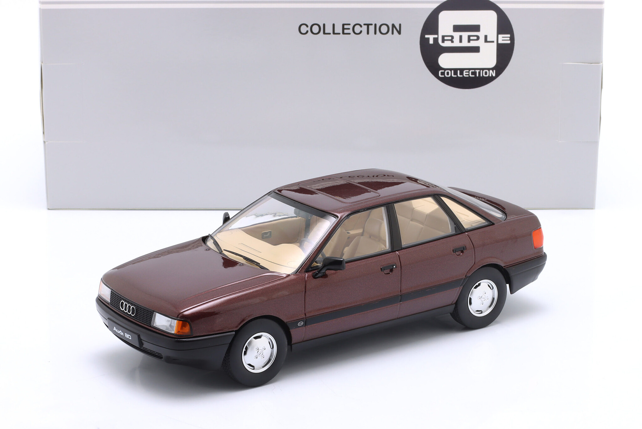 AUDI 80 B3 1989 STONE DARK GREY 1:18 Triple 9 Auto Stradali Die Cast