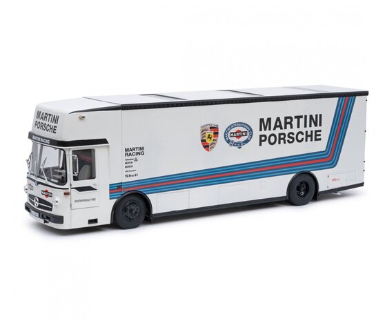 Mercedes-Benz Mercedes-Benz O317 Truck Car Transporter Porsche Martini Racing 1968 - 1:18 - Schuco