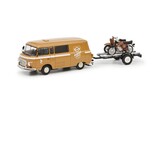 Opel Barkas B1000 Van Werkstatt Service 1965 + Trailer + 2x Motorcycle - 1:43 - Schuco Opel Barkas B1000 Van Werkstatt Service 1965 + Trailer + 2x Motorcycle - 1:43 - Schuco