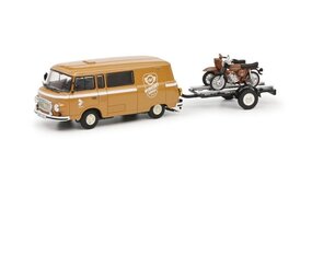 Opel Barkas B1000 Van Werkstatt Service 1965 + Trailer + 2x Motorcycle - 1:43 - Schuco Opel Barkas B1000 Van Werkstatt Service 1965 + Trailer + 2x Motorcycle - 1:43 - Schuco