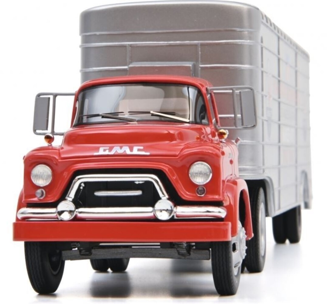 GMC GMC Tractor 4x2 + Car Transporter Trailer Team John Edgar Inc. L.A. California Maserati Race Cars 1950 - 1:43- Schuco