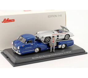 Mercedes-Benz Mercedes-Benz Rennwagen-Schnelltransporter 1955 + 300 SLR Spider + Figure - 1:43 - Schuco Mercedes-Benz Mercedes-Benz Rennwagen-Schnelltransporter 1955 + 300 SLR Spider + Figure - 1:43 - Schuco