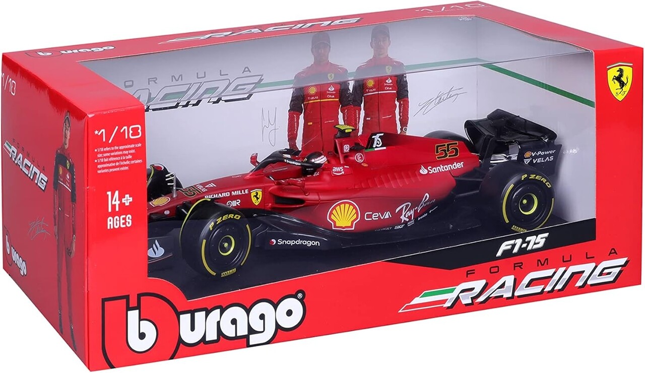 Formule 1 Ferrari F1-75 #55 Season 2022 (C.Sainz) - 1:18 - Bburago Formule 1 Ferrari F1-75 #55 Season 2022 (C.Sainz) - 1:18 - Bburago