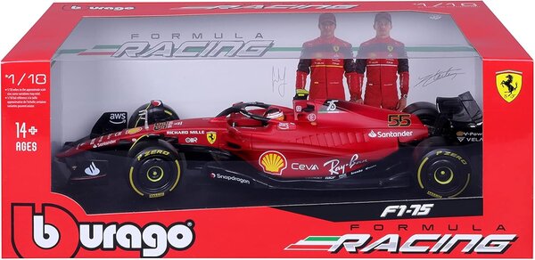 Formule 1 Ferrari F1-75 #55 Season 2022 (C.Sainz) - 1:18 - Bburago Formule 1 Ferrari F1-75 #55 Season 2022 (C.Sainz) - 1:18 - Bburago
