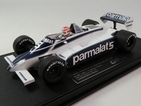 Formule 1 Brabham BT49C #5 Parmalat Racing Team Winner GP Germany 1981 + Pilot Figure N.Piquet  - 1:18 - GP Replicas Formule 1 Brabham BT49C #5 Parmalat Racing Team Winner GP Germany 1981 + Pilot Figure N.Piquet  - 1:18 - GP Replicas