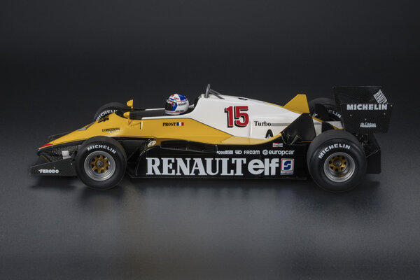 Formule 1 Renault RE40 #15 Winner GP France (Pole + Fastest Lap) 1983 A.Prost + Pilote Figure - 1:18 - GP Replicas