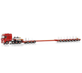 Mercedes-Benz Mercedes-Benz Actros MP5 SLT Giga Space 8x4 + Manoovr 3+7 Axle Nooteboom Red Line - 1:50 - WSI Models Mercedes-Benz Mercedes-Benz Actros MP5 SLT Giga Space 8x4 + Manoovr 3+7 Axle Nooteboom Red Line - 1:50 - WSI Models