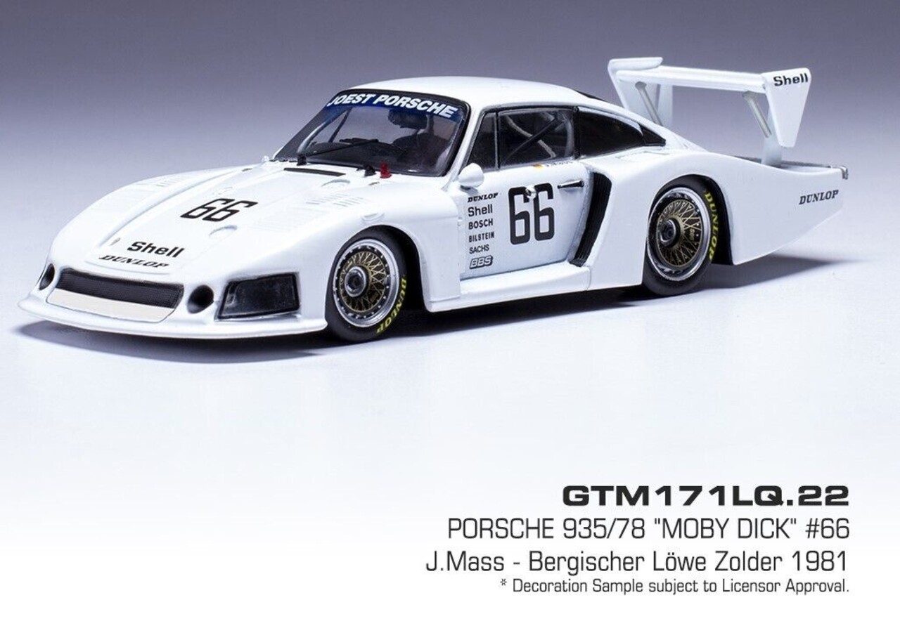 Porsche Porsche 935/78 930 #66 'Moby Dick' Bergischer Löwe Zolder 1981 - 1:43 - IXO Models Porsche Porsche 935/78 930 #66 'Moby Dick' Bergischer Löwe Zolder 1981 - 1:43 - IXO Models