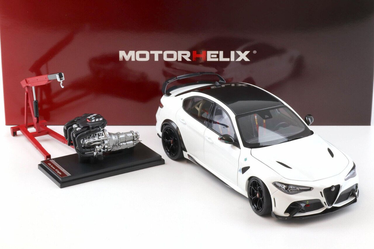 Alfa Romeo Alfa Romeo Giulia GTAm + Engine + Accessories  2021 - 1:18 - MotorHelix Alfa Romeo Alfa Romeo Giulia GTAm + Engine + Accessories  2021 - 1:18 - MotorHelix