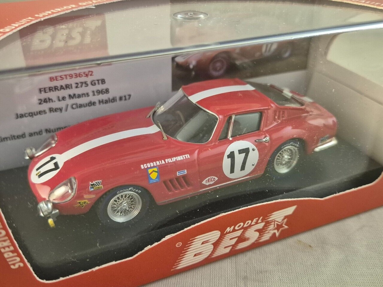 Ferrari Ferrari 275 GTB 3.3L V12 #17 Team Scuderia Filipinetti 24H Le Mans 1968 - 1:43 - Best Model Ferrari Ferrari 275 GTB 3.3L V12 #17 Team Scuderia Filipinetti 24H Le Mans 1968 - 1:43 - Best Model