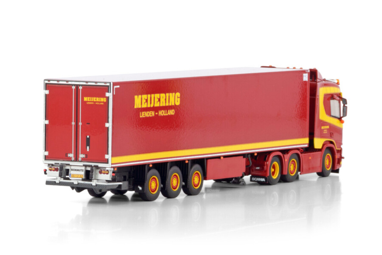 Scania Scania R Normal CR20N 6x2 Twin Steer + Reefer Semitrailer 3 Axle 'Meijering Transport' - 1:50 - WSI Models Scania Scania R Normal CR20N 6x2 Twin Steer + Reefer Semitrailer 3 Axle 'Meijering Transport' - 1:50 - WSI Models