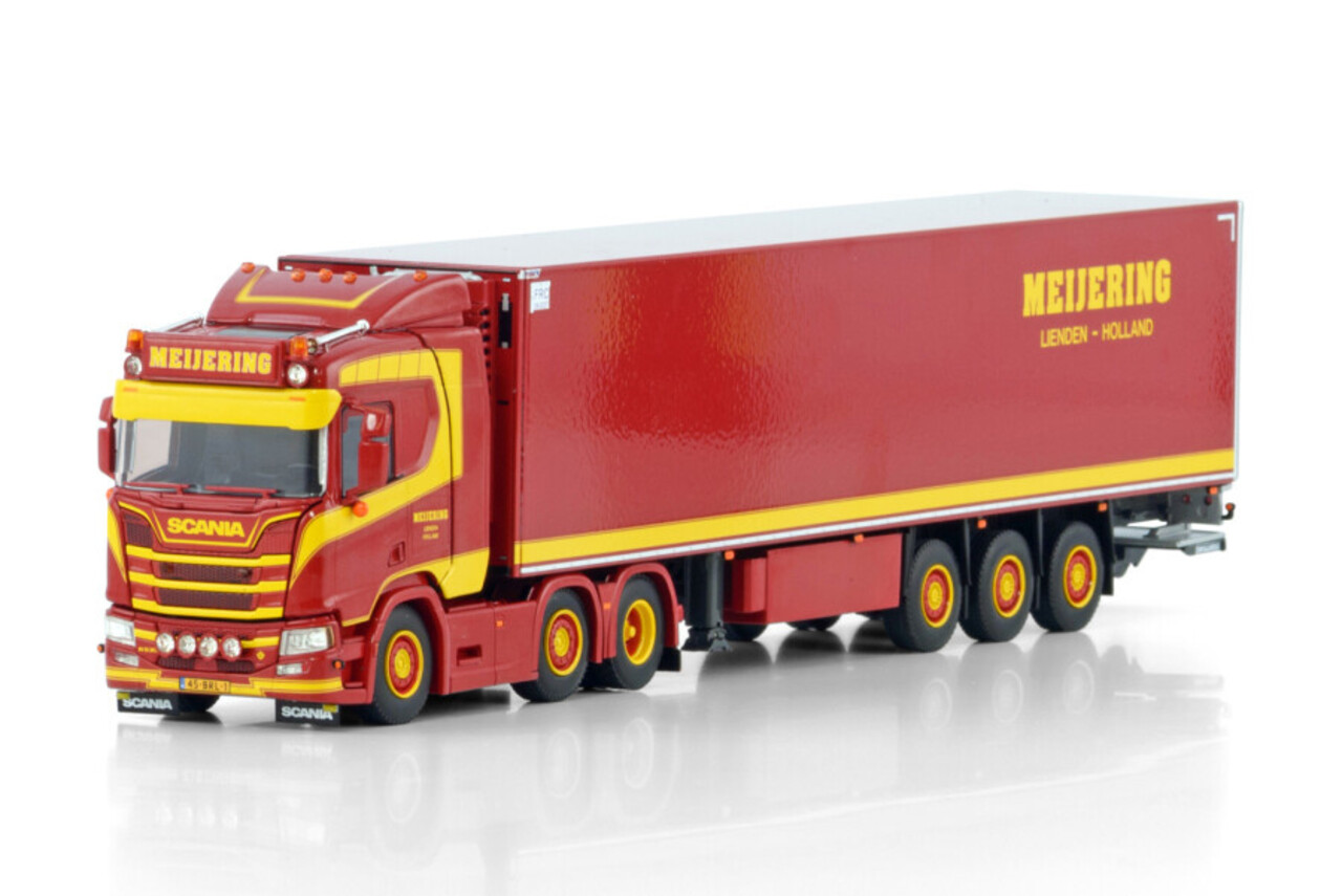 Scania Scania R Normal CR20N 6x2 Twin Steer + Reefer Semitrailer 3 Axle 'Meijering Transport' - 1:50 - WSI Models Scania Scania R Normal CR20N 6x2 Twin Steer + Reefer Semitrailer 3 Axle 'Meijering Transport' - 1:50 - WSI Models