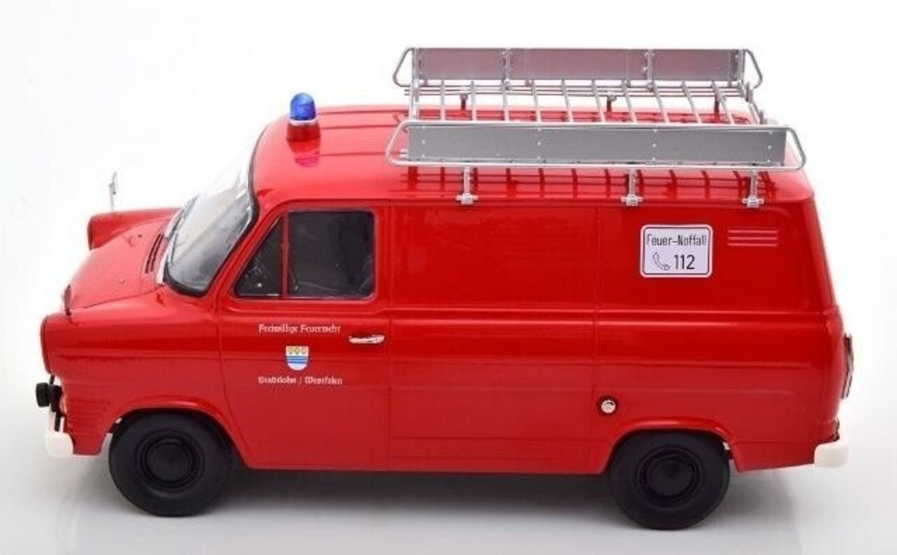 Ford Ford Transit Delivery Van + Roof Rack 1965 'Fire Department Germany' - 1:18 - KK Scale Ford Ford Transit Delivery Van + Roof Rack 1965 'Fire Department Germany' - 1:18 - KK Scale